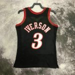 Maillot de Basket #3 Iversion 1997-98 76ers Vintage Noir Imprimé